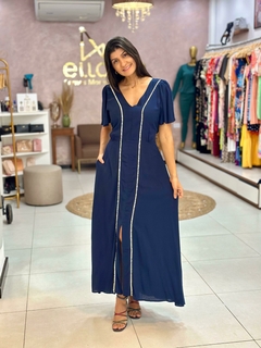 Vestido Liso Elite gola V - Ellos da Moda
