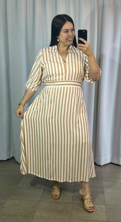 Vestido Gola Camisa Listrado Pizzar - comprar online