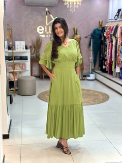 Vestido Elite manga babado - Ellos da Moda