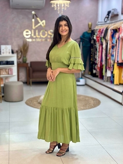 Vestido Elite manga babado na internet