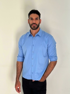 Camisa Fit Slim ML Acetinado C/ Elastano - Ellos da Moda
