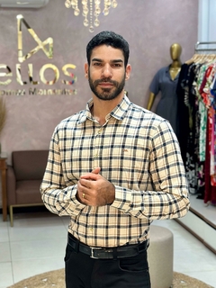 Camisa Fit ML Xadrez 100% Renaut - Ellos da Moda