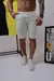 Bermuda Sarja Listrada Branco & Preto - Omahha Jeans