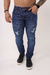 Calça Slim Jeans Destroyed Escura - Omahha Jeans