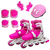 PATINS 4 RODAS INLINE ROSA C/KIT PROTECAO TAMANHO P