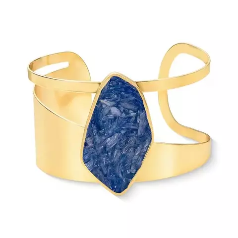 Bracelete Folheado a Ouro Linha Lúmen Cianita Azul