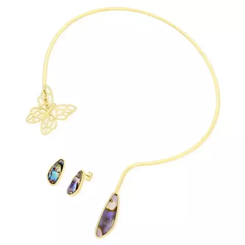 Conjunto Modelo Aro Borboleta Pedra Abalone