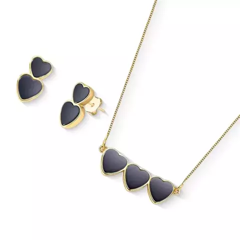 Conjunto Pedra Hematita Coração