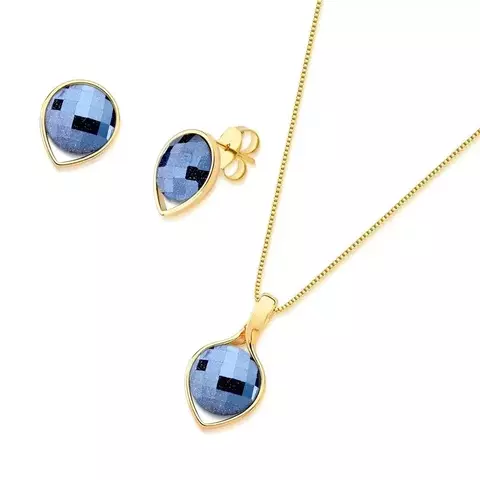 Conjunto Pedra Natural Facetado Pedra Estrela