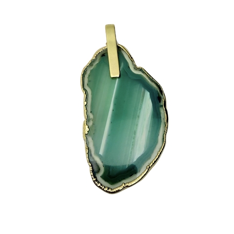 Pingente Folheado a Ouro Linha Rústica Pedra: Agata Verde - comprar online