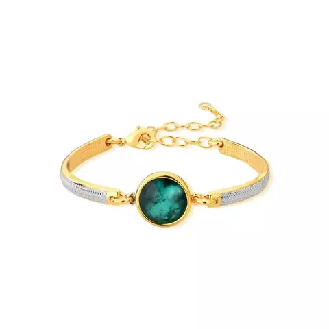 Pulseira Folheada a Ouro e Rodio Branco Esmeralda