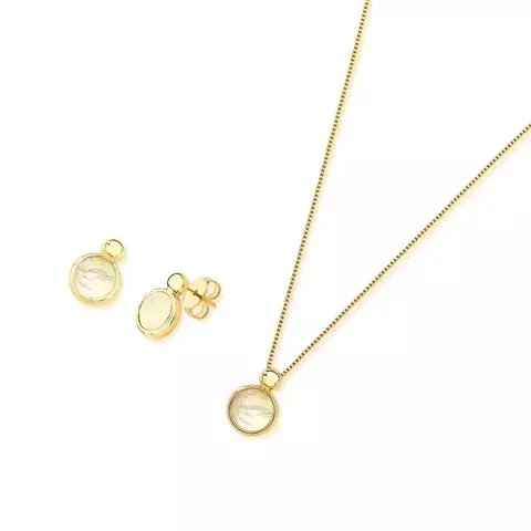 Conjunto Pedra Natural Facetado Nautilus