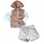 Conjunto 3 Peças Kukiê Blusa e Short Dourado Coelho Inverno - Gibella Kids