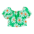 Top Cropped Fábula Floreando Verde Inverno
