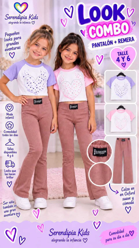 COMBO CALZA OXFORD + REMERA CORAZON