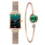 relógio feminino verde versão coreana moda feminino quadrado quartzo - pereira eletro