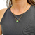 Colar Aço Inox Feminino Dourado Trevo Verde