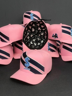 Boné Jogador$ Modelo Americano StrapBack em Rosa e Azul - comprar online