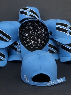 Boné Jogador$ Modelo Americano StrapBack em Poliéster Azul - Jogador$ Caríssimo S6 Bola