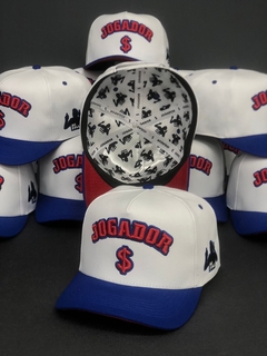 Boné Jogador$ Modelo Snapback Curvo Poliéster Branco e Azul - comprar online