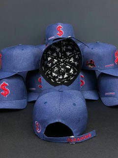 Boné Jogador$ StrapBack Cifrão Vermelho Bordado Poliéster Jeans - (cópia) - Jogador$ Caríssimo S6 Bola