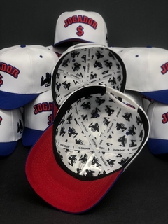 Boné Jogador$ Modelo Snapback Curvo Poliéster Branco e Azul - loja online