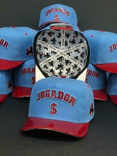 Boné Jogador$ Aba de Vinil SnapBack Azul e Vermelho - comprar online