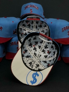 Boné Jogador$ Aba de Vinil SnapBack Azul e Vermelho na internet