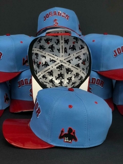 Boné Jogador$ Aba de Vinil SnapBack Azul e Vermelho - loja online