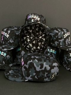 Boné Jogador$ Sublimado StrapBack Camuflado Cinza - Jogador$ Caríssimo S6 Bola