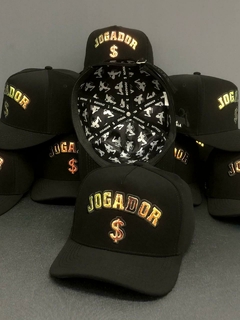 Boné Jogador$ SnapBack Nobuck Preto Refletivo Dourado - comprar online