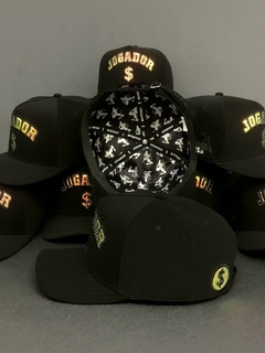Boné Jogador$ SnapBack Nobuck Preto Refletivo Dourado - loja online