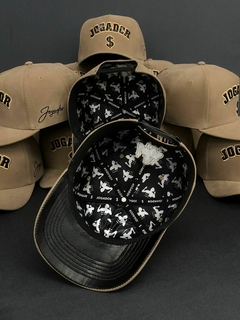 Boné Jogador$ SnapBack Camurça Bege com Vinil preto - loja online