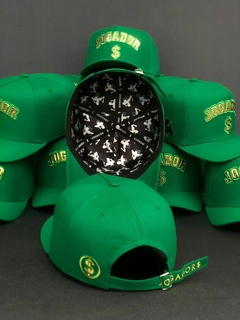 Boné Jogador$ Modelo Americano StrapBack Poliéster Verde e Dourado - loja online