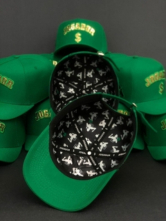 Boné Jogador$ Modelo Americano StrapBack Poliéster Verde e Dourado - Jogador$ Caríssimo S6 Bola
