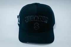 Boné Jogador$ StrapBack Nobuck Preto Aplique Vinil