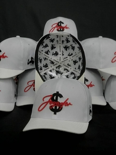 Imagem do Boné Jogador$ Modelo Basebol SnapBack Poliester, Aba de Couro Branco
