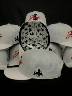 Boné Jogador$ Modelo Basebol SnapBack Poliester, Aba de Couro Branco - loja online