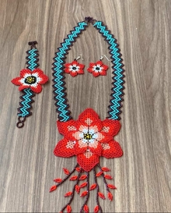 El arte de la chaquira - set collar, aretes, pulsera, anillo - comprar en línea