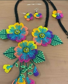 El arte de la chaquira - set collar, aretes, pulsera, anillo