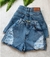 Shorts jeans com pedras e rasgado