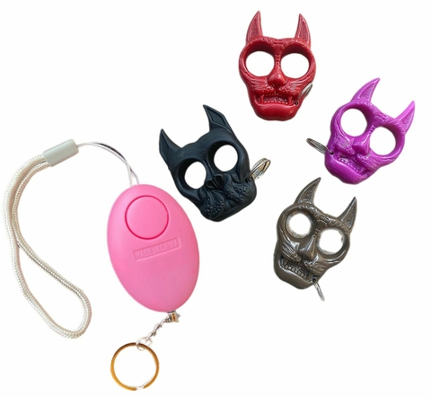 Kit Defensa Personal Woman Alarma AntiPanico y Manopla 2 Puntas