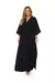 Vestido Longo Manga 3/4 Viscose Flow com Cordão Ajustável - comprar online