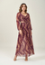 Imagem do Vestido Longo Estampado com Recortes e Mangas Leves
