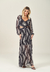Vestido Longo Estampado com Recortes e Mangas Leves - comprar online