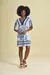 Vestido Curto Manga Curta Sarja Four Way e Ribana Decote V - comprar online