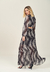 Vestido Longo Estampado com Recortes e Mangas Leves
