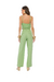Top Cropped Alça Fina Linen Flor 3D