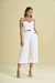 Top Cropped Alça Fina Linen Flor 3D - comprar online