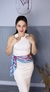 Vestido Canelado Midi - Off White - comprar online